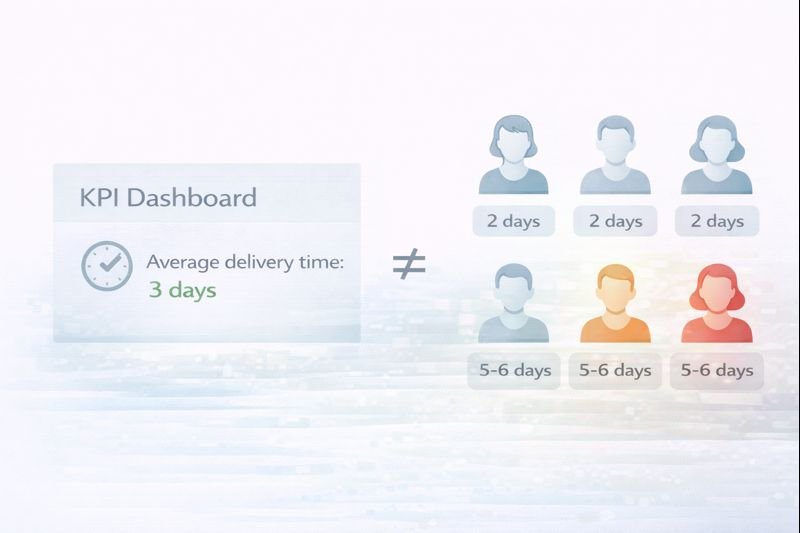 Average fulfillment metrics vs real customer experience distribution