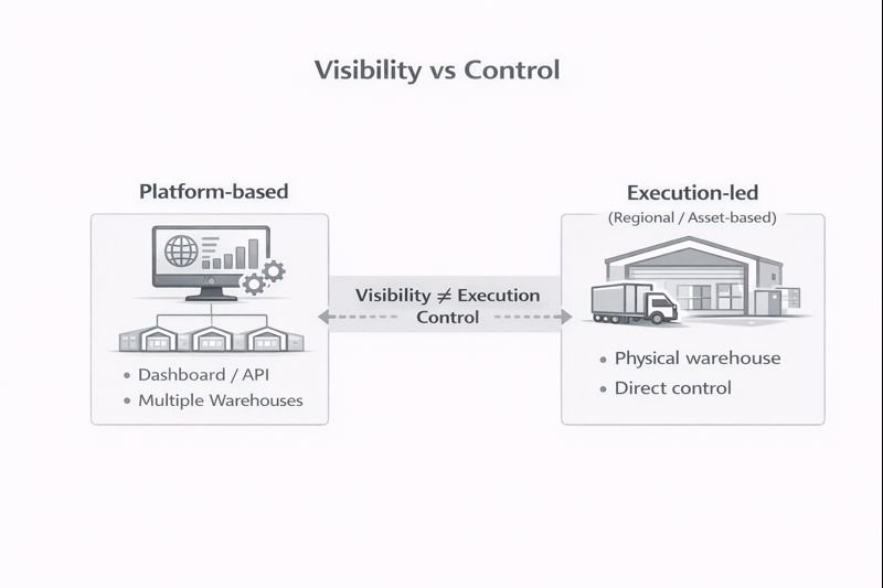 Visibility vs Control comparison across 3PL models