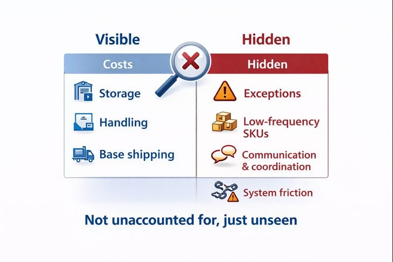 التكاليف المرئية مقابل التكاليف الخفية للخدمات اللوجستية للمنفذ الثالث: ما يظهره التسعير مقابل ما يظهر أثناء العمليات الحقيقية