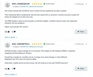 HUIXIN 3PL customer reviews for logistics and fulfillment services