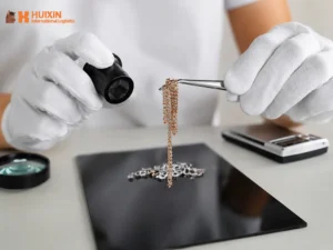Jewelry products being individually inspected and sorted at a HUIXIN 3PL warehouse in China
