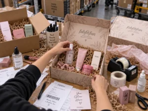 Beauty kit assembly and packing service at a 3PL fulfillment warehouse in China
